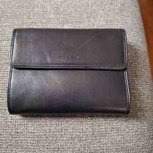 COACH Vintage Polished Calfskin Leather Large Credit Card Wallet Black